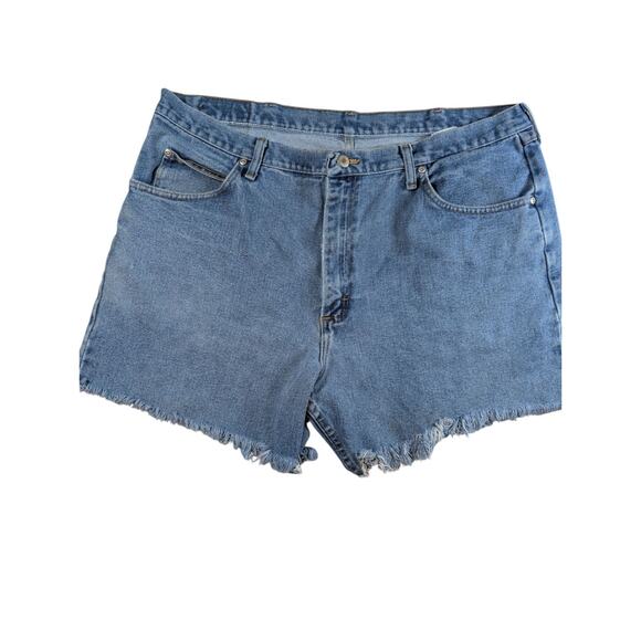 VTG Wrangler Shorts Mens Size 40x 4” Blue Cut Off Shorts Denim USA 90s Y2K - Picture 1 of 12